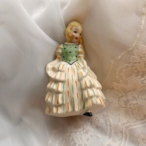 Vintage hand-painted porcelain lady figurine Mid Century
4”
